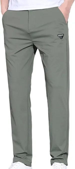 Men Chino Pants Slim Fit Straight Leg Trousers Casual Formal Pants Business Office Work Pant Elasticated Waist Workwear