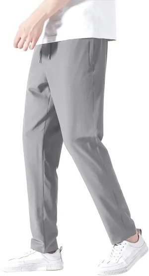 Men's Athletic Pants Thin Lightweight Quick Dry Pants Loose Ice Silk Solid Sports Trousers Straight Leg Cargo Pant