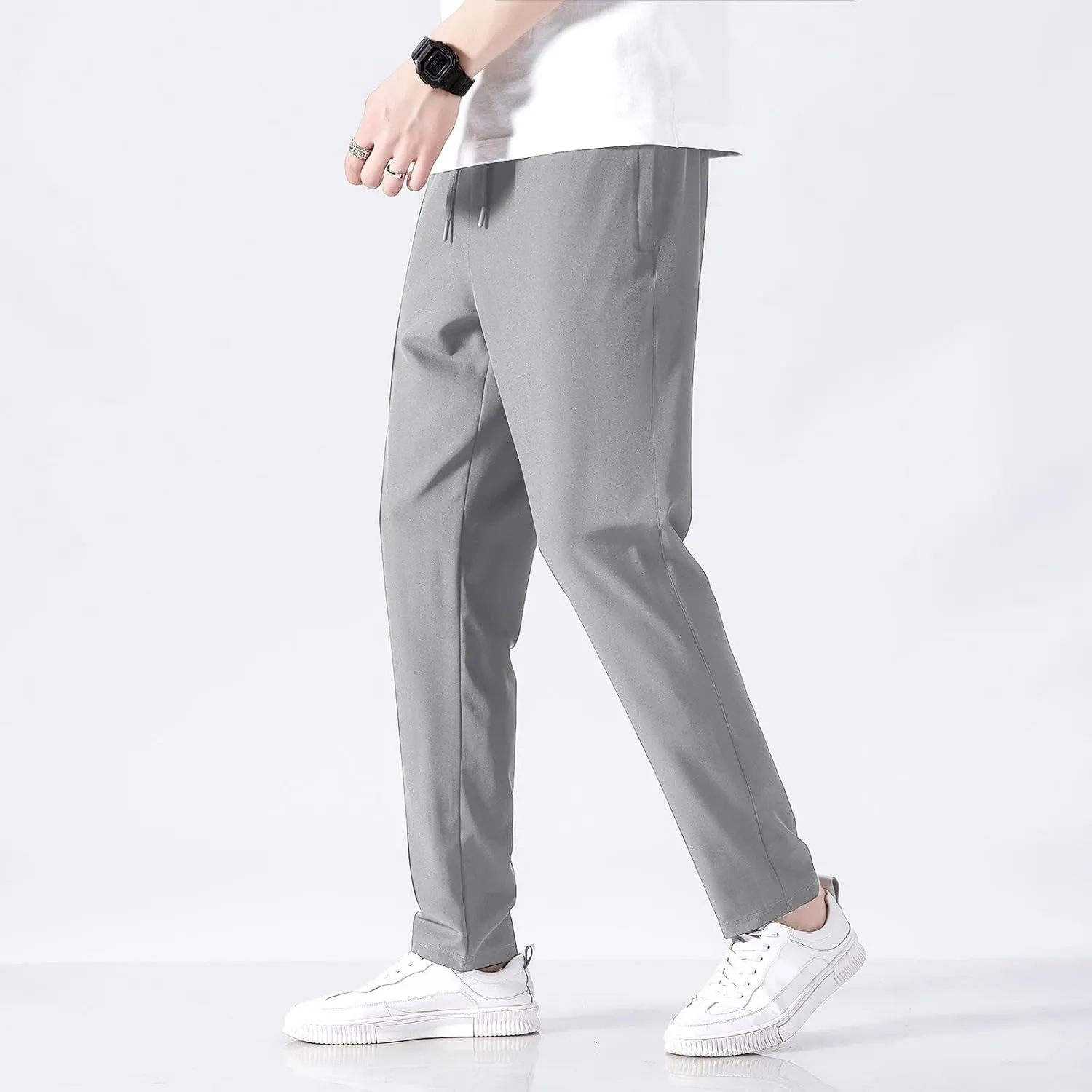 Men's Athletic Pants Thin Lightweight Quick Dry Pants Loose Ice Silk Solid Sports Trousers Straight Leg Cargo Pant