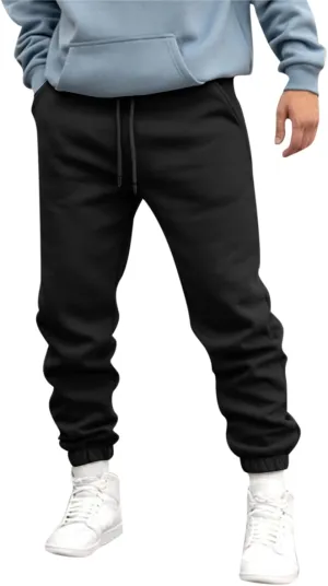 Mens Autumn and Winter High Street Fashion Leisure Loose Sports Running Solid Color Lace Up Pants Sweater Sport
