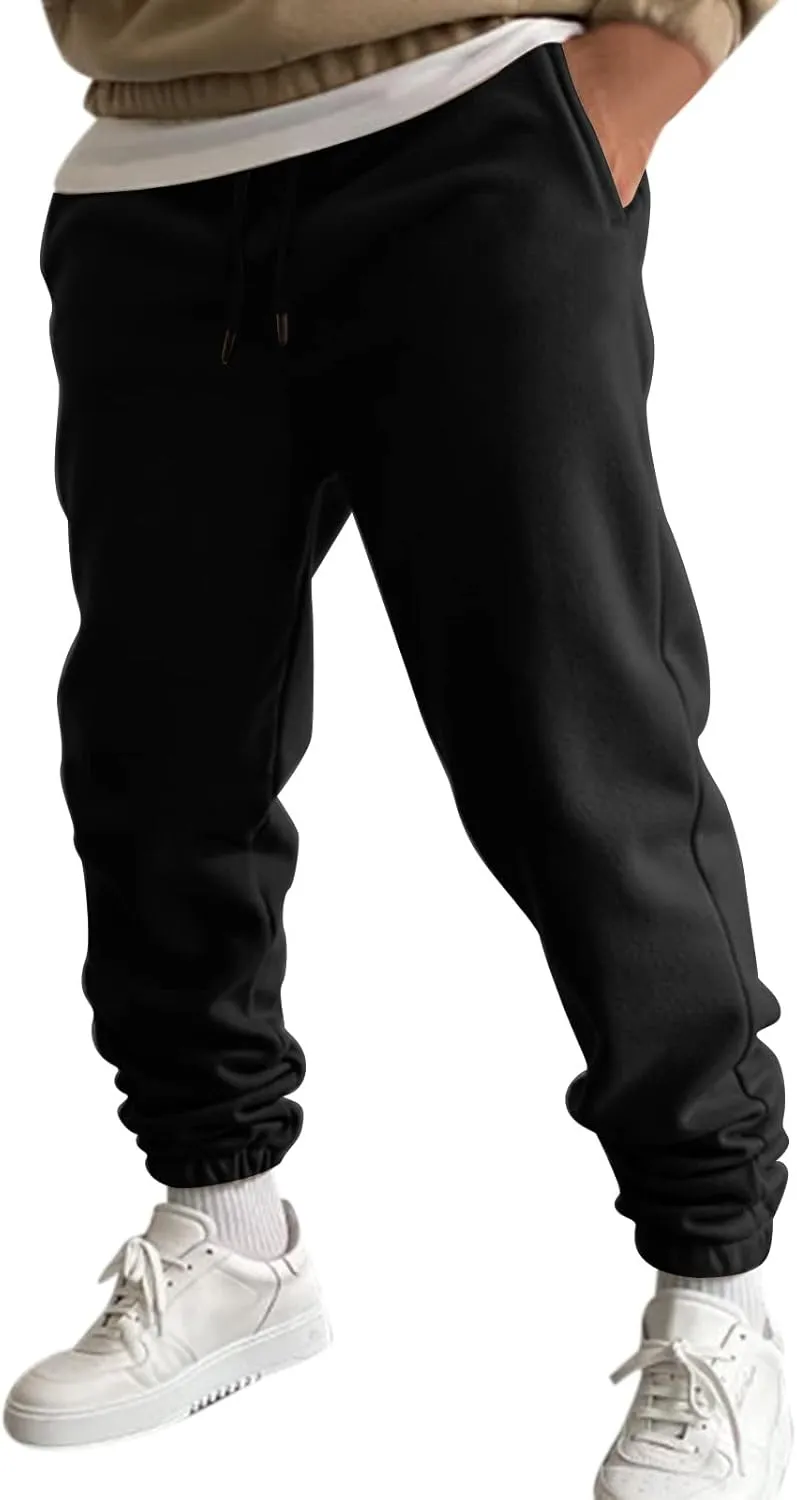 Mens Autumn and Winter High Street Fashion Leisure Loose Sports Running Solid Color Lace Up Pants Sweater Sport