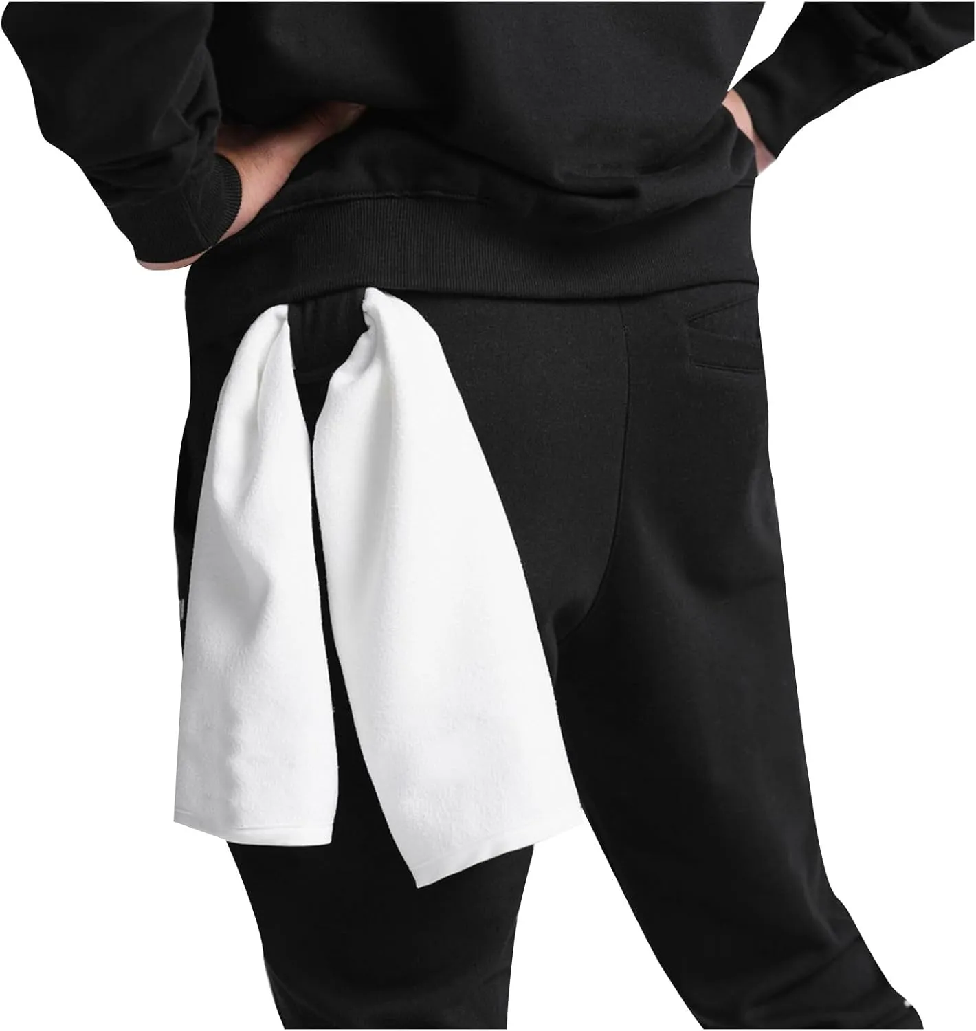 Mens Casual Pants with Pockets Chinos Pants Men Slim Fit Bound Feet Drawstring Elastic Waist Solid Color Sweatpants Trouser