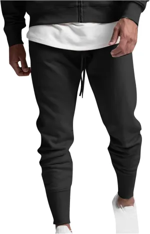 Mens Casual Pants with Pockets Chinos Pants Men Slim Fit Bound Feet Drawstring Elastic Waist Solid Color Sweatpants Trouser