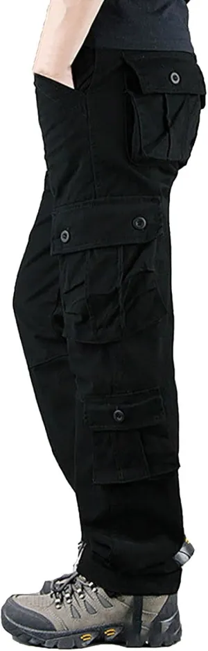 Mens Cotton Athletic Pants Multi Pocket Cargo Pants Men's Casual Pants Outdoor Wear Plus Size Running Jogging Pants