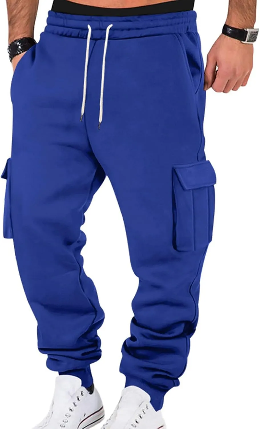 Mens Fleece Cargo Mens Slim Fit Cargo Pants Long Pants Fitness Pants Outdoor Trend Star Glitter