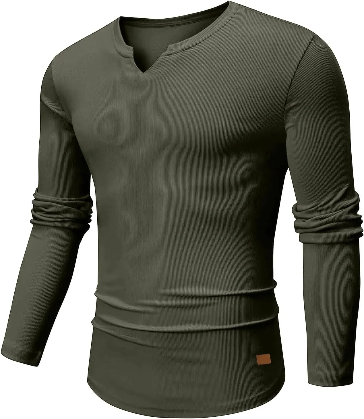 Men's Long Sleeve V-Neck T-Shirt, Soft Cotton, Slim Fit, Casual Wear, Burgundy, Stylish and Comfortable Design