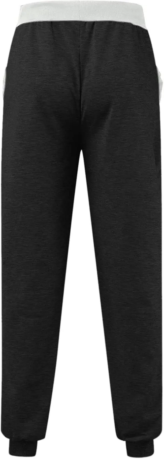 Mens Mid Waist Elastic Drawstring Solid Jogger Tapered Pants with Pockets Casual Long Pant Lightweight Soft Pajamas Trousers
