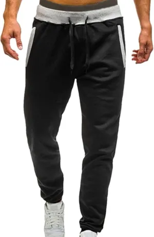 Mens Mid Waist Elastic Drawstring Solid Jogger Tapered Pants with Pockets Casual Long Pant Lightweight Soft Pajamas Trousers