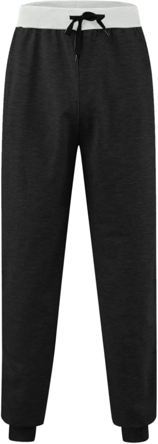 Mens Mid Waist Elastic Drawstring Solid Jogger Tapered Pants with Pockets Casual Long Pant Lightweight Soft Pajamas Trousers