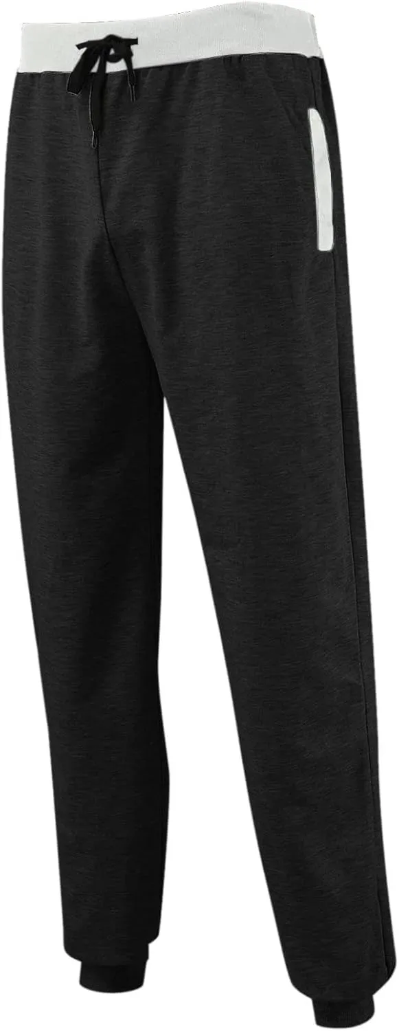 Mens Mid Waist Elastic Drawstring Solid Jogger Tapered Pants with Pockets Casual Long Pant Lightweight Soft Pajamas Trousers