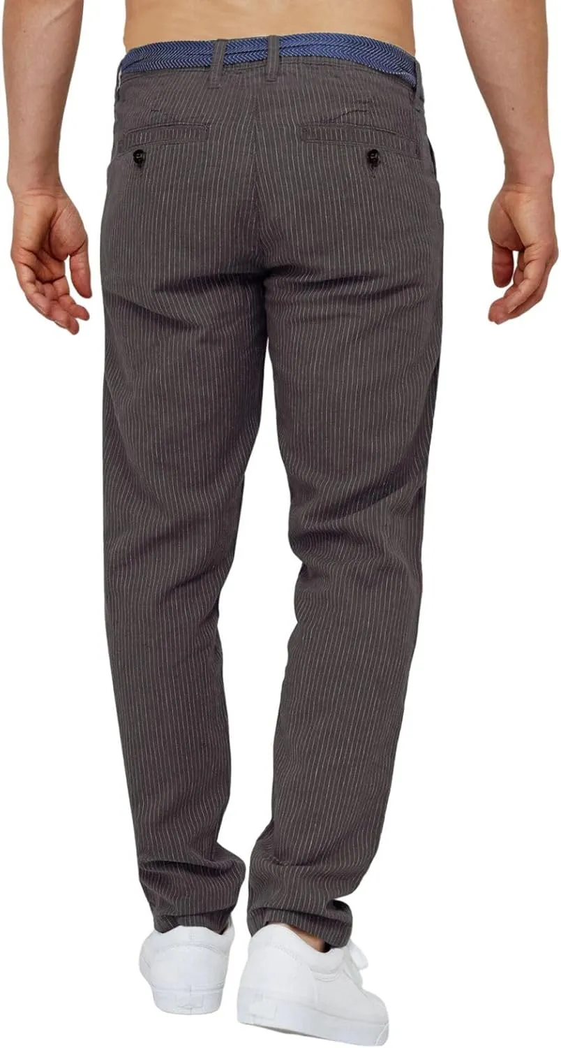 Mens Pinstripe Casual Pants Stretch Slim Fit Dress Trousers Skinny Plus Size Fashion Trend Suit Pants