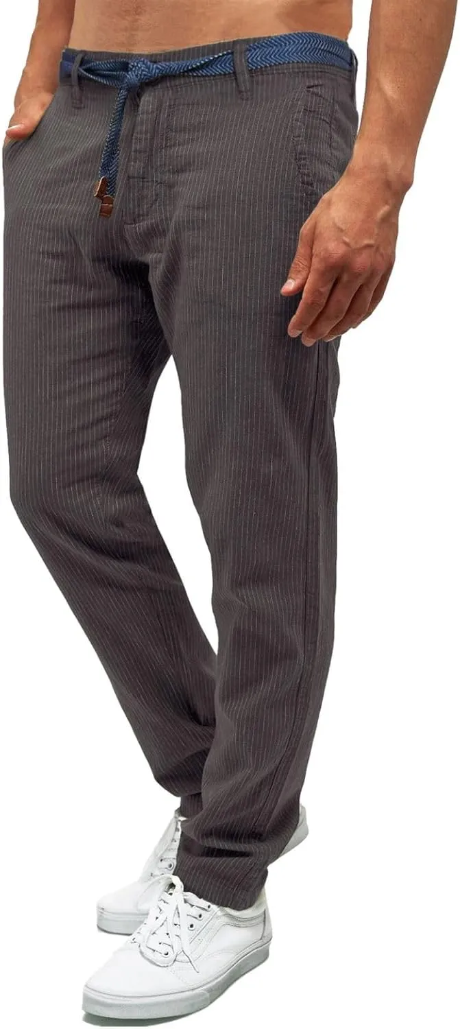 Mens Pinstripe Casual Pants Stretch Slim Fit Dress Trousers Skinny Plus Size Fashion Trend Suit Pants