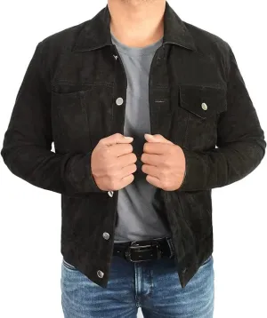 Mens Rip Wheeler Jacket - Cowboy Cole Hauser Yellow-Rock Black Ranch Jacket Cotton/Suede
