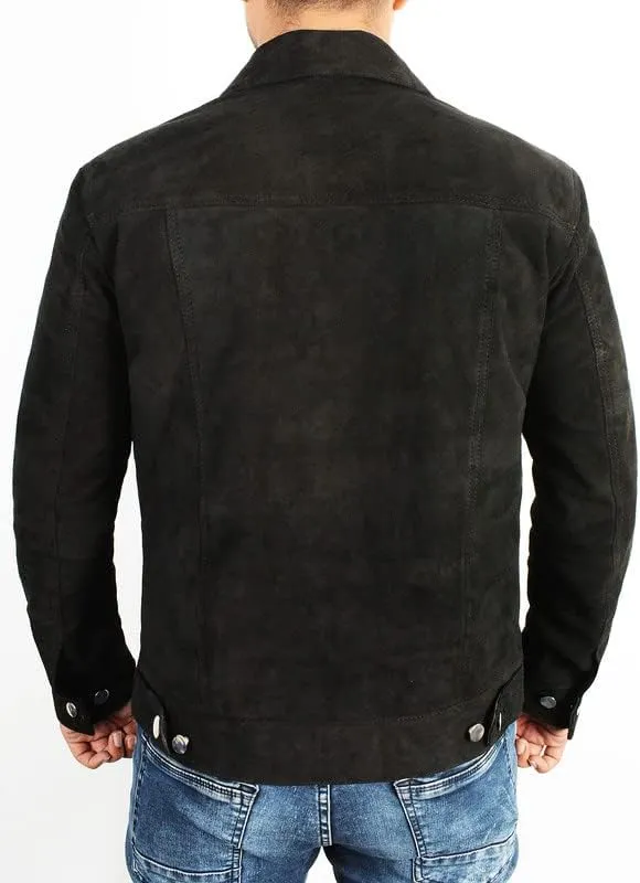Mens Rip Wheeler Jacket - Cowboy Cole Hauser Yellow-Rock Black Ranch Jacket Cotton/Suede