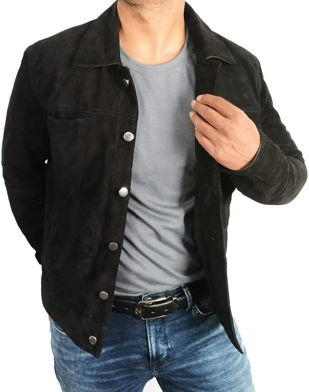 Mens Rip Wheeler Jacket - Cowboy Cole Hauser Yellow-Rock Black Ranch Jacket Cotton/Suede