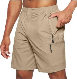 Mens Summer Sports Shorts Expandable Waisted Lightweight Quick Drying Casual Capri Pants Solid Combat Jogger Running Shorts