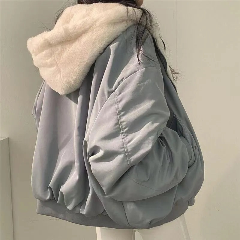 MOLERFO Womens's Oversize Fleece Lined Jacket Reversible Sherpa Winter Hoodie Zip Up Cozy Coat Tops with Pocket