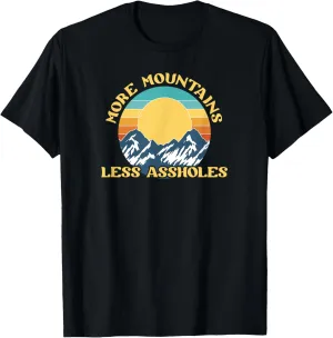 More Mountains Less Assholes Vintage Sunset Hiking Camping T-Shirt