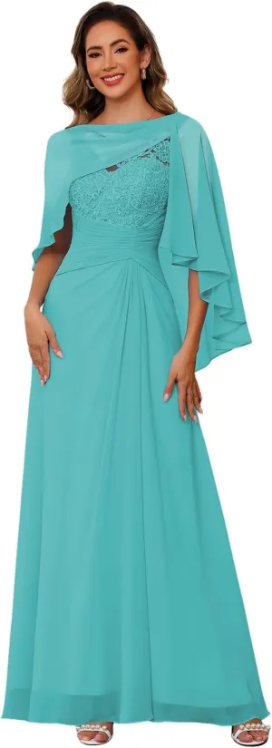 Mother of The Bride Dresses with Lace Appliqued Floor Length Wedding Dress Evening Dresses for Women 2024