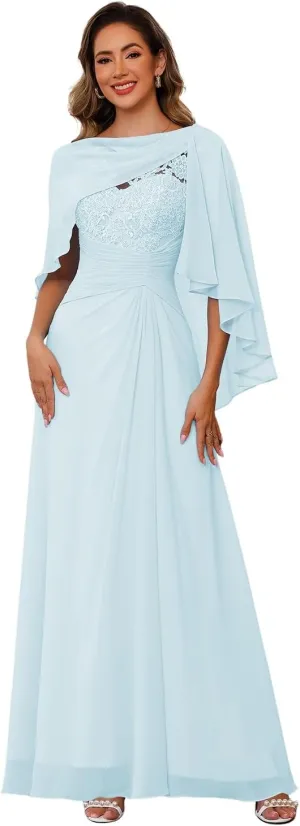Mother of The Bride Dresses with Lace Appliqued Floor Length Wedding Dress Evening Dresses for Women 2024