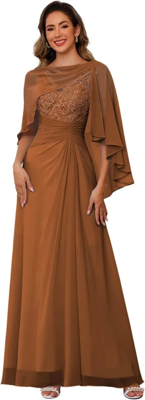 Mother of The Bride Dresses with Lace Appliqued Floor Length Wedding Dress Evening Dresses for Women 2024