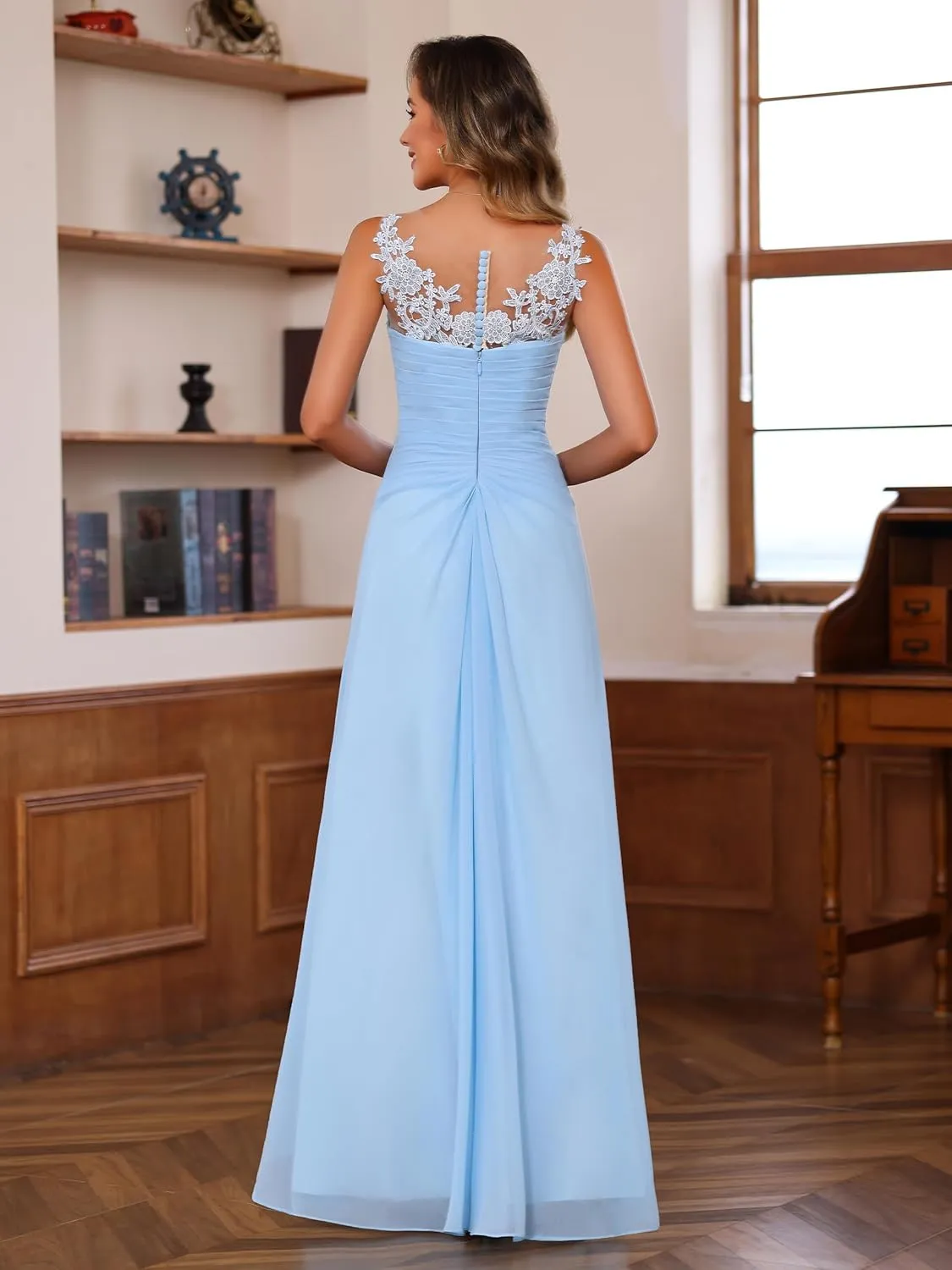 Mother of The Bride Dresses with Lace Appliqued Floor Length Wedding Dress Evening Dresses for Women 2024
