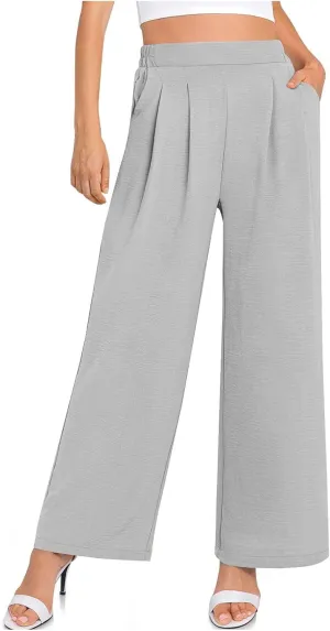 NaRHbrg Wide Leg Pants for Women High Waist Casual Long Palazzo Pants Work Business Casual Dress Pants Work Office Trousers