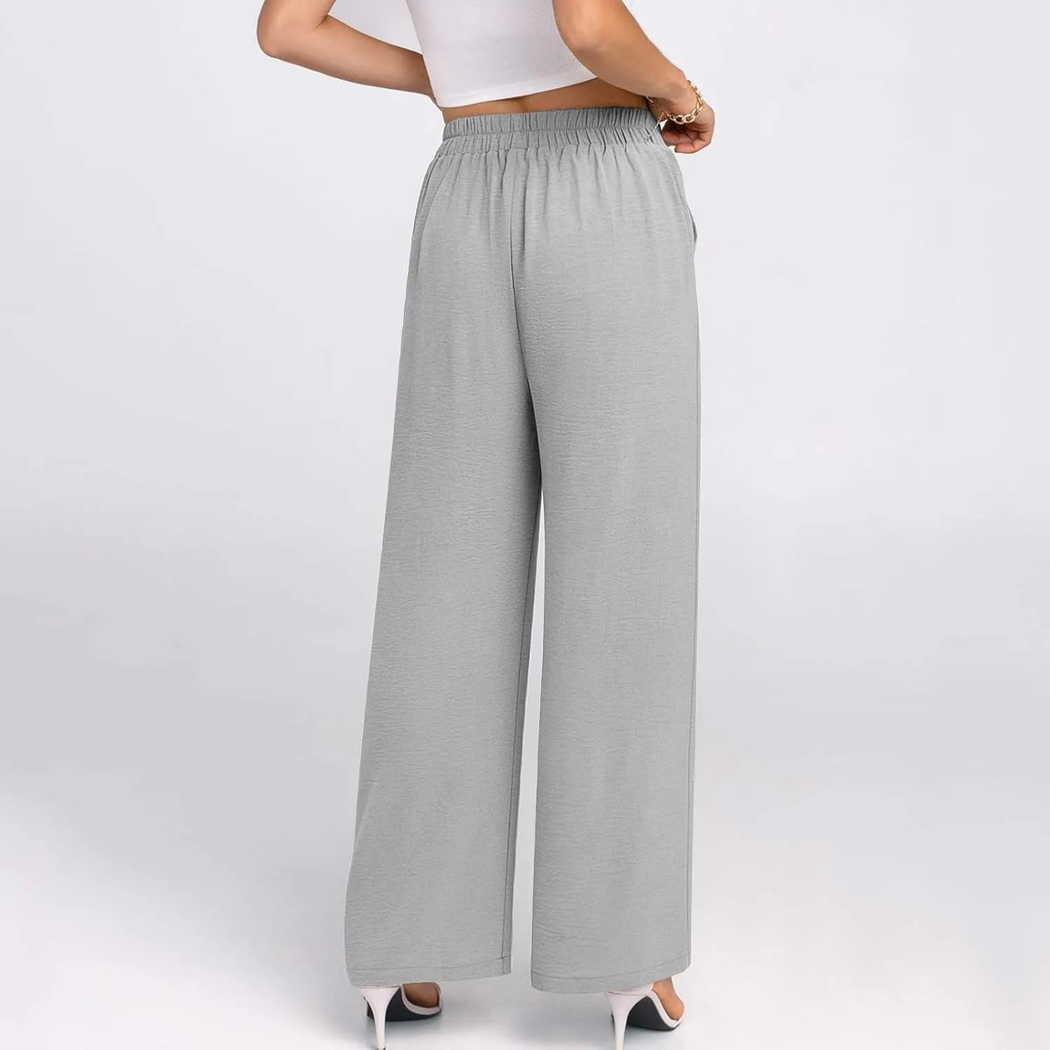 NaRHbrg Wide Leg Pants for Women High Waist Casual Long Palazzo Pants Work Business Casual Dress Pants Work Office Trousers