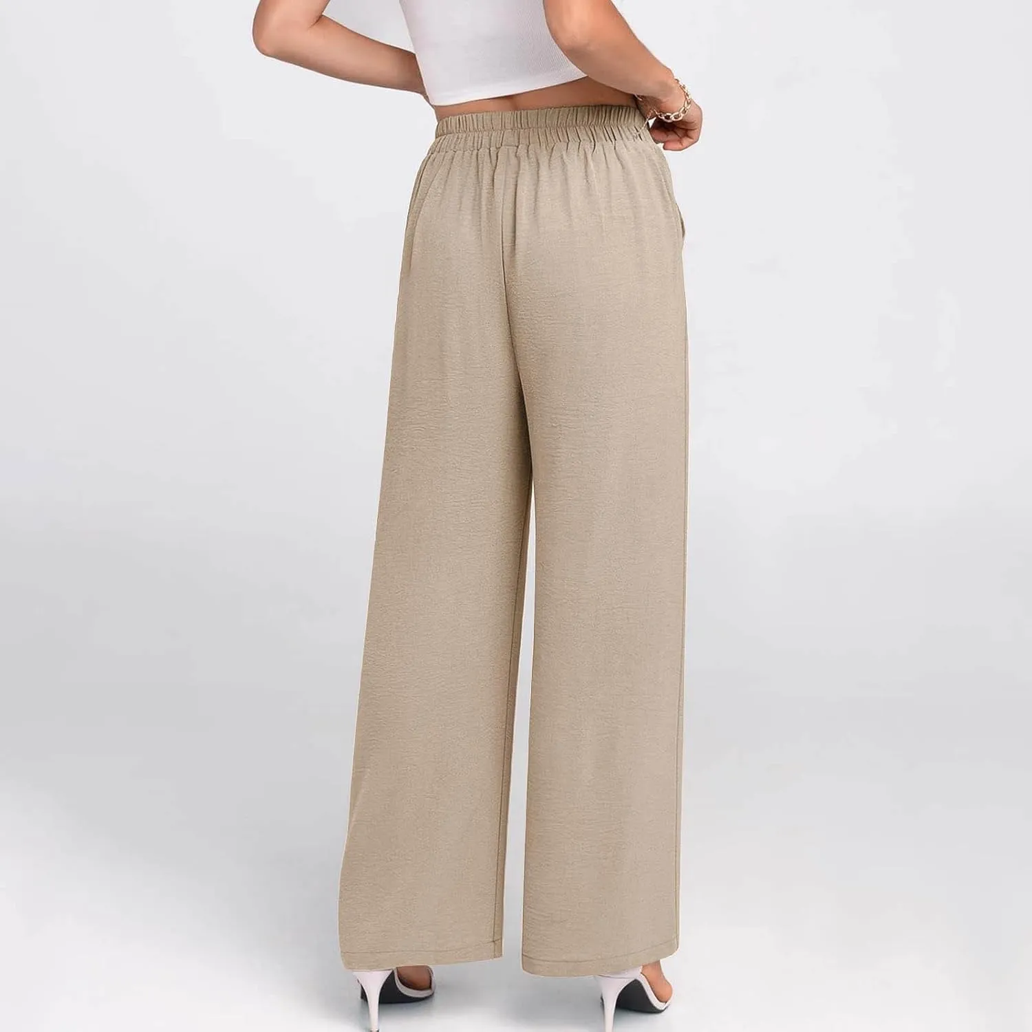 NaRHbrg Wide Leg Pants for Women High Waist Casual Long Palazzo Pants Work Business Casual Dress Pants Work Office Trousers