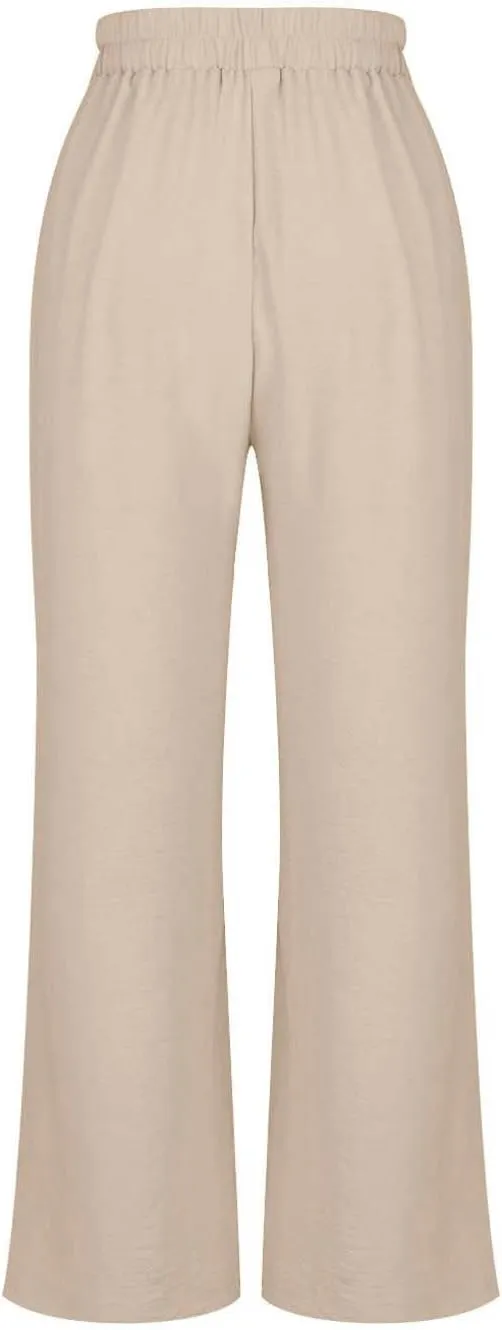 NaRHbrg Wide Leg Pants for Women High Waist Casual Long Palazzo Pants Work Business Casual Dress Pants Work Office Trousers