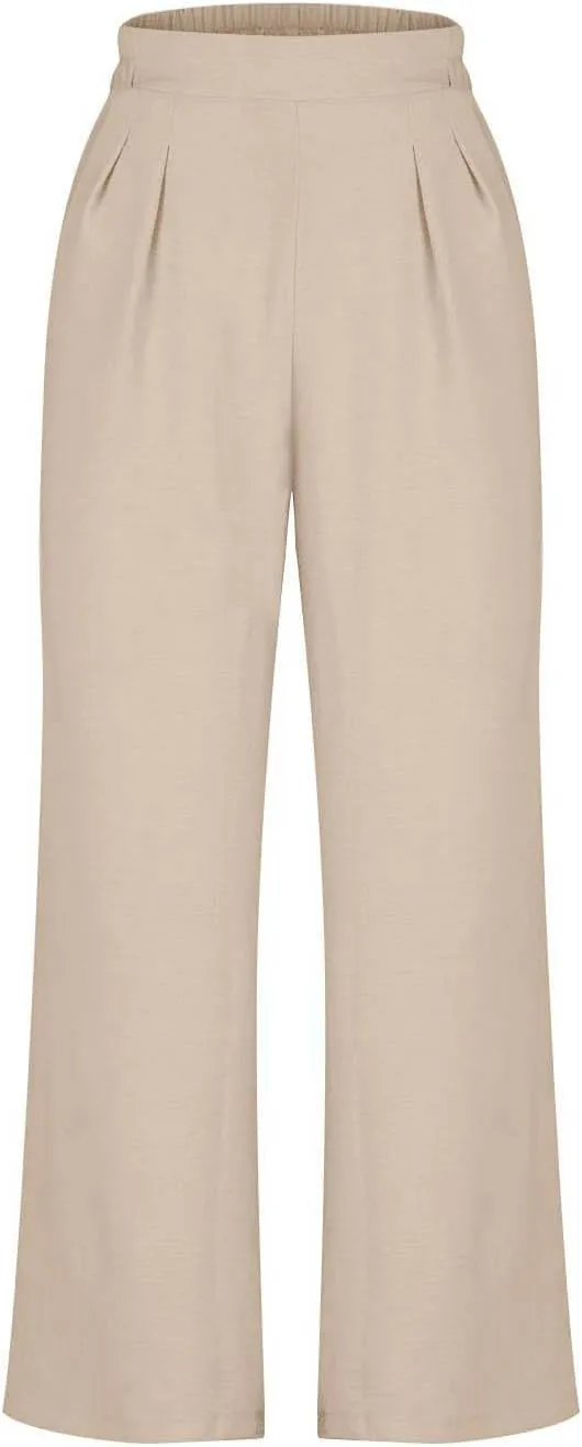 NaRHbrg Wide Leg Pants for Women High Waist Casual Long Palazzo Pants Work Business Casual Dress Pants Work Office Trousers