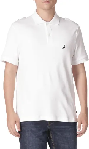 Nautica Men's Short Sleeve Solid Cotton Pique Polo Shirt