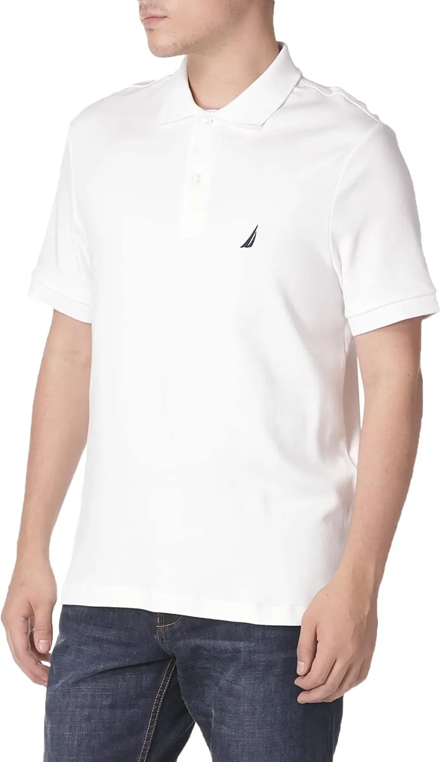 Nautica Men's Short Sleeve Solid Cotton Pique Polo Shirt