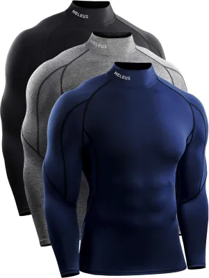 NELEUS Men's 3 Pack Athletic Compression Shirt Running Shirts