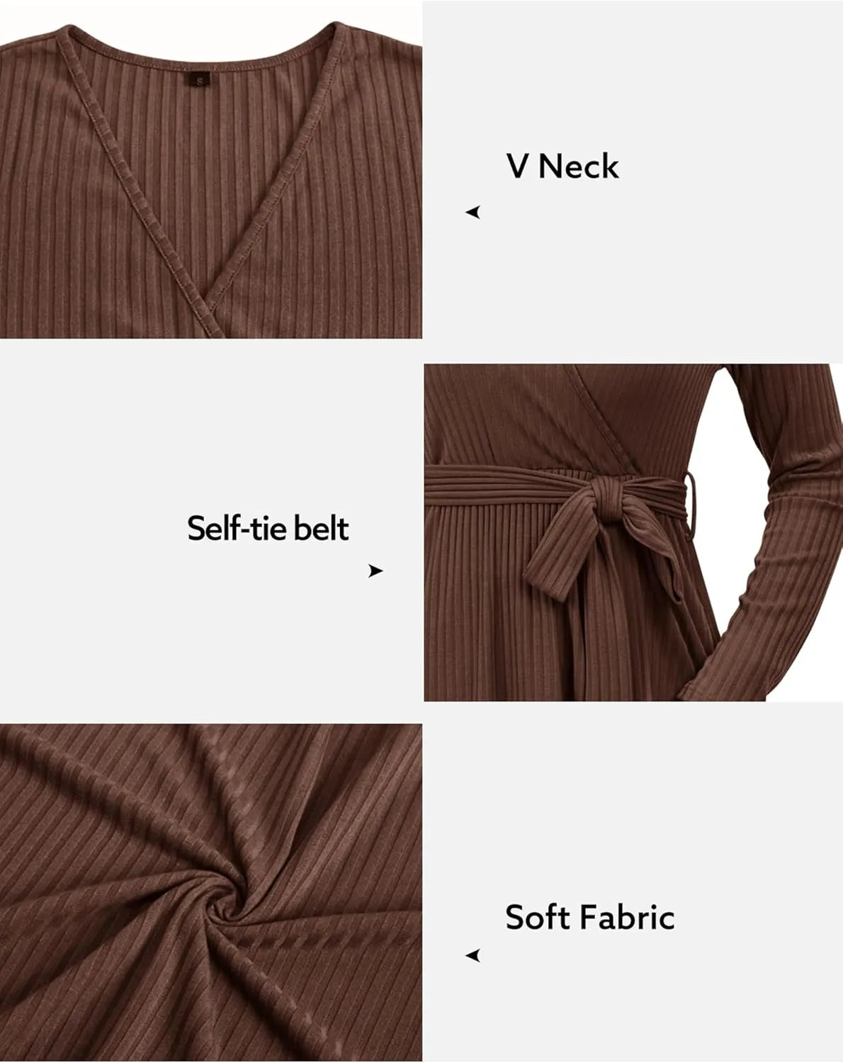 Newshows Womens 2024 Fall Sweater Dress Long Sleeve Business Casual Outfits V Neck Ribbed Knit Belt Trendy with Pockets