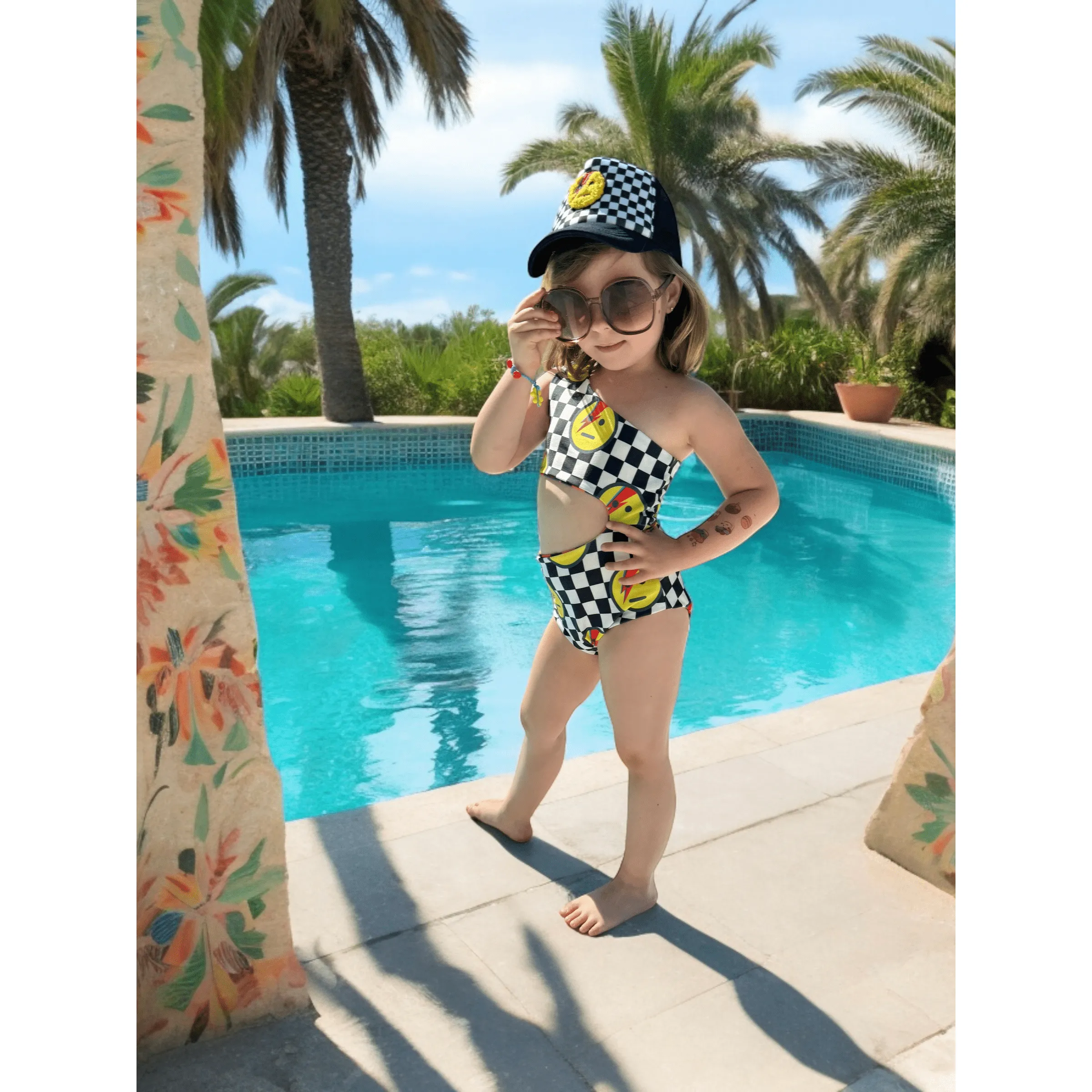 One Shoulder Reversible Swimsuit - Star Man