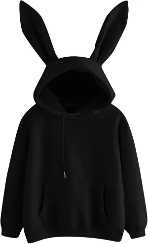 Oversized Hoodies for Teen Girls Cute Bunny Ears Hoodies Kawaii Anime Rabbit Ear Hooded Sweatshirts Teen Girl Clothes Tops