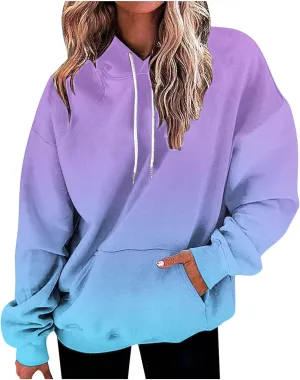 Oversized Hoodies For Women Fall Fashion 2023 Drop Shoulder Long Sleeve Hooded Sweatshirt Gradient Color y2k Clothes