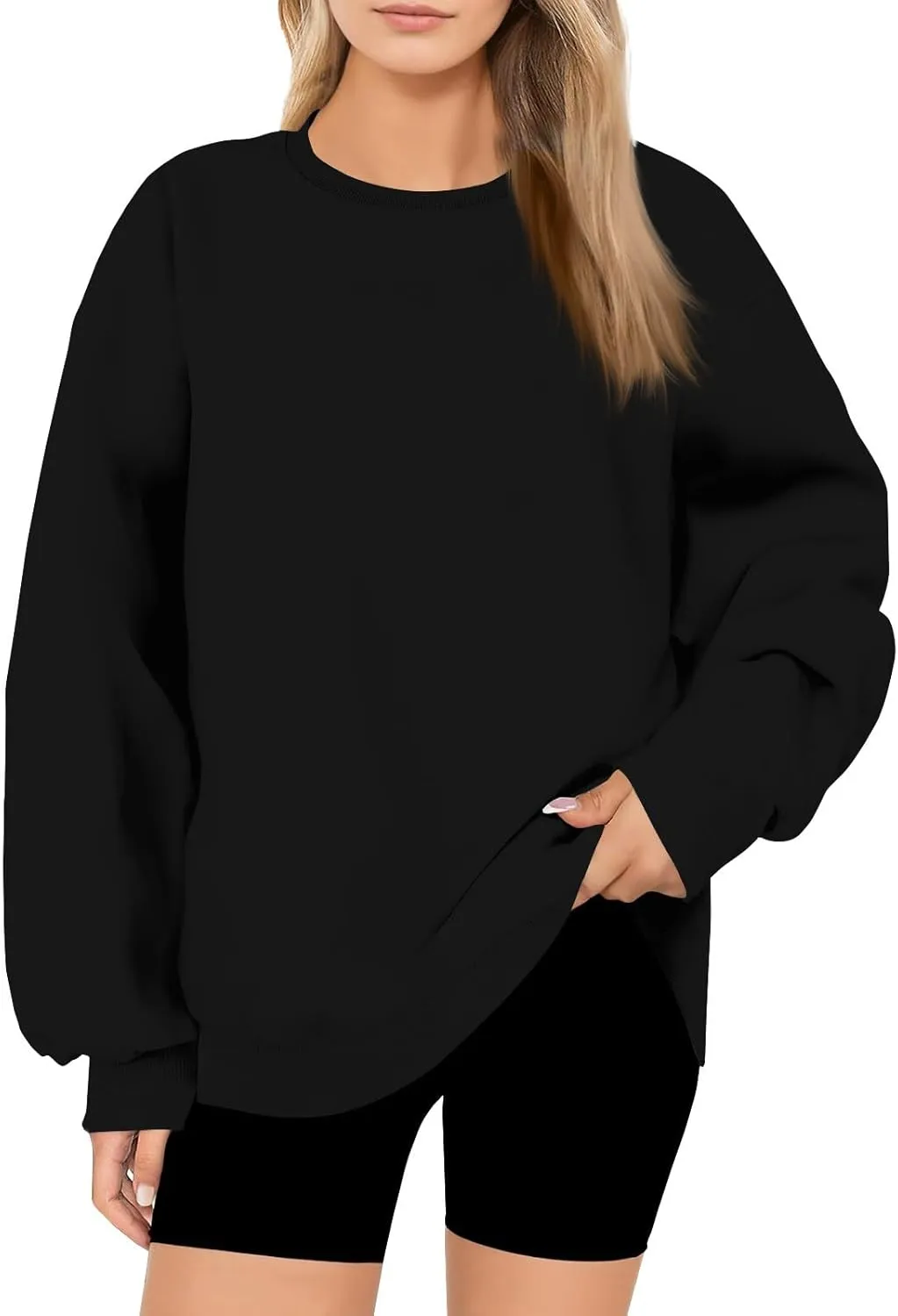 Oversized Sweatshirt for Women Crewneck Fleece Pullover Sweaters Loose Fit Plus Size Hoodie Comfy Fall Winter Tops