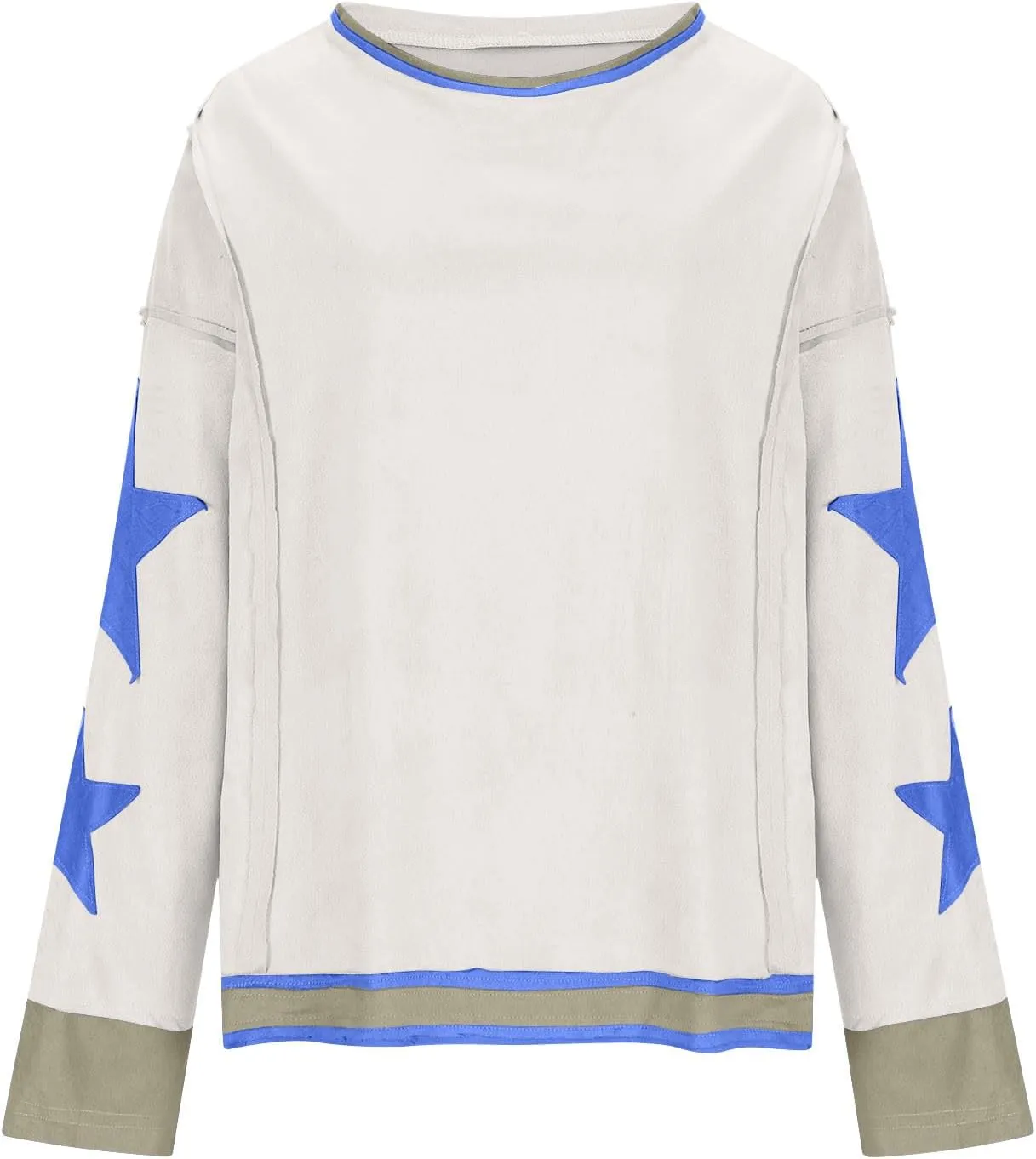 Oversized Sweatshirts For Women Crewneck Long Sleeve Casual Pullover Color Block Hoodie Tops Y2K Fall Clothes