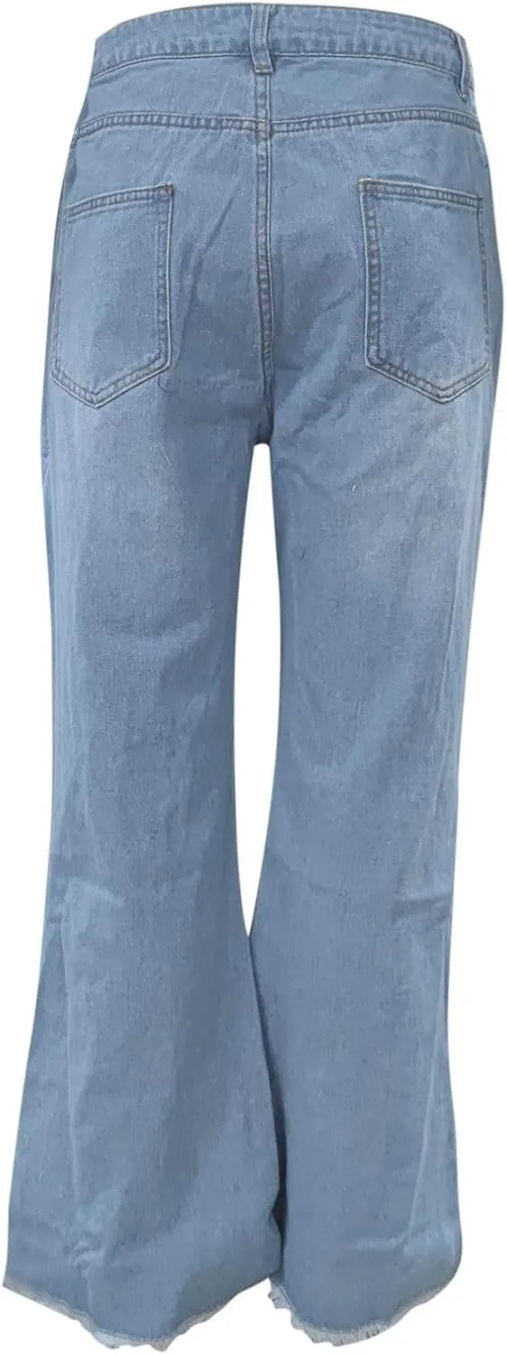 Pants Mid Denim Womens Pants Trousers Casual Waisted Lace Jeans Up Women's Jeans Pants Jeans for Women Trendy Plus