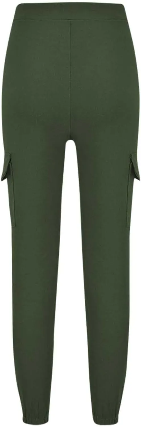 Petite Cargo Pants for Women Drawstring Elastic High Waist Lounge Cropped Pants Solid Color Baggy Comfy Trousers with Pocket