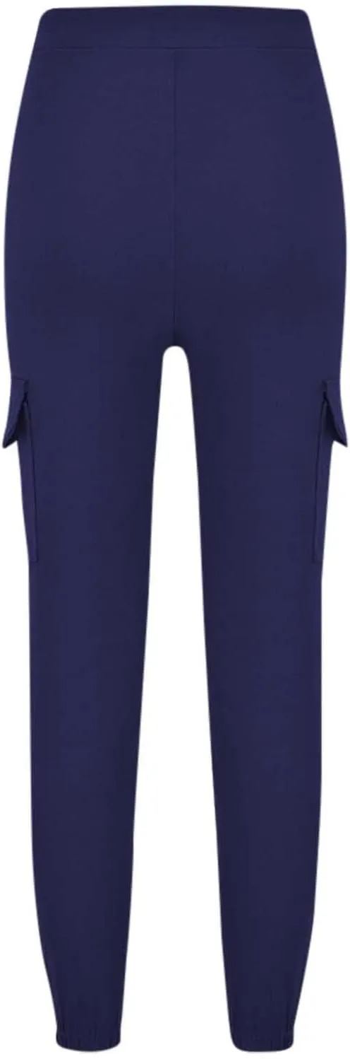 Petite Cargo Pants for Women Drawstring Elastic High Waist Lounge Cropped Pants Solid Color Baggy Comfy Trousers with Pocket