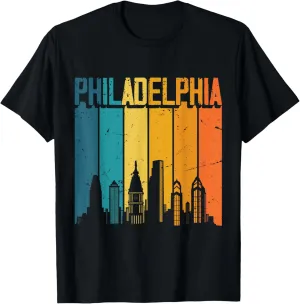 Philadelphia USA Retro Vintage Sunset Skyline Philadelphia T-Shirt