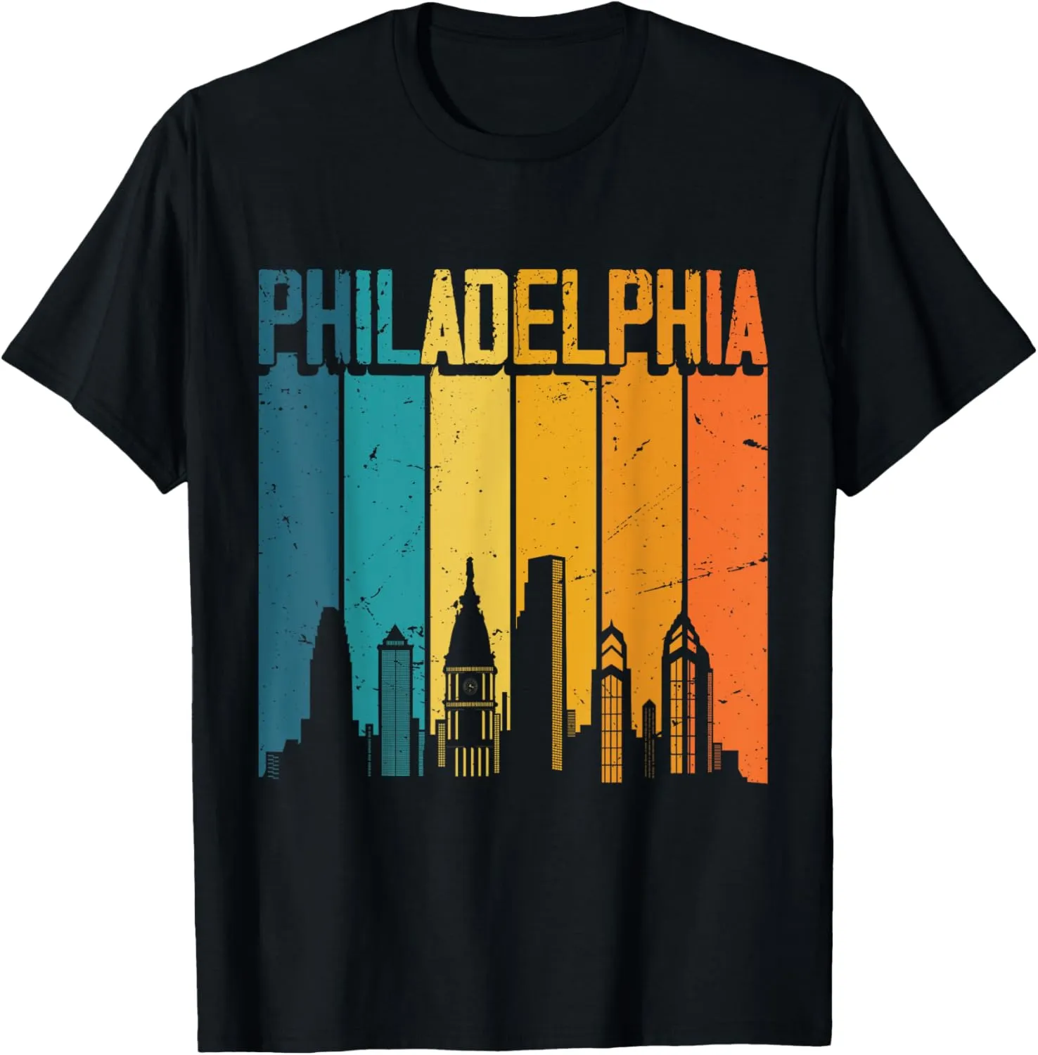 Philadelphia USA Retro Vintage Sunset Skyline Philadelphia T-Shirt