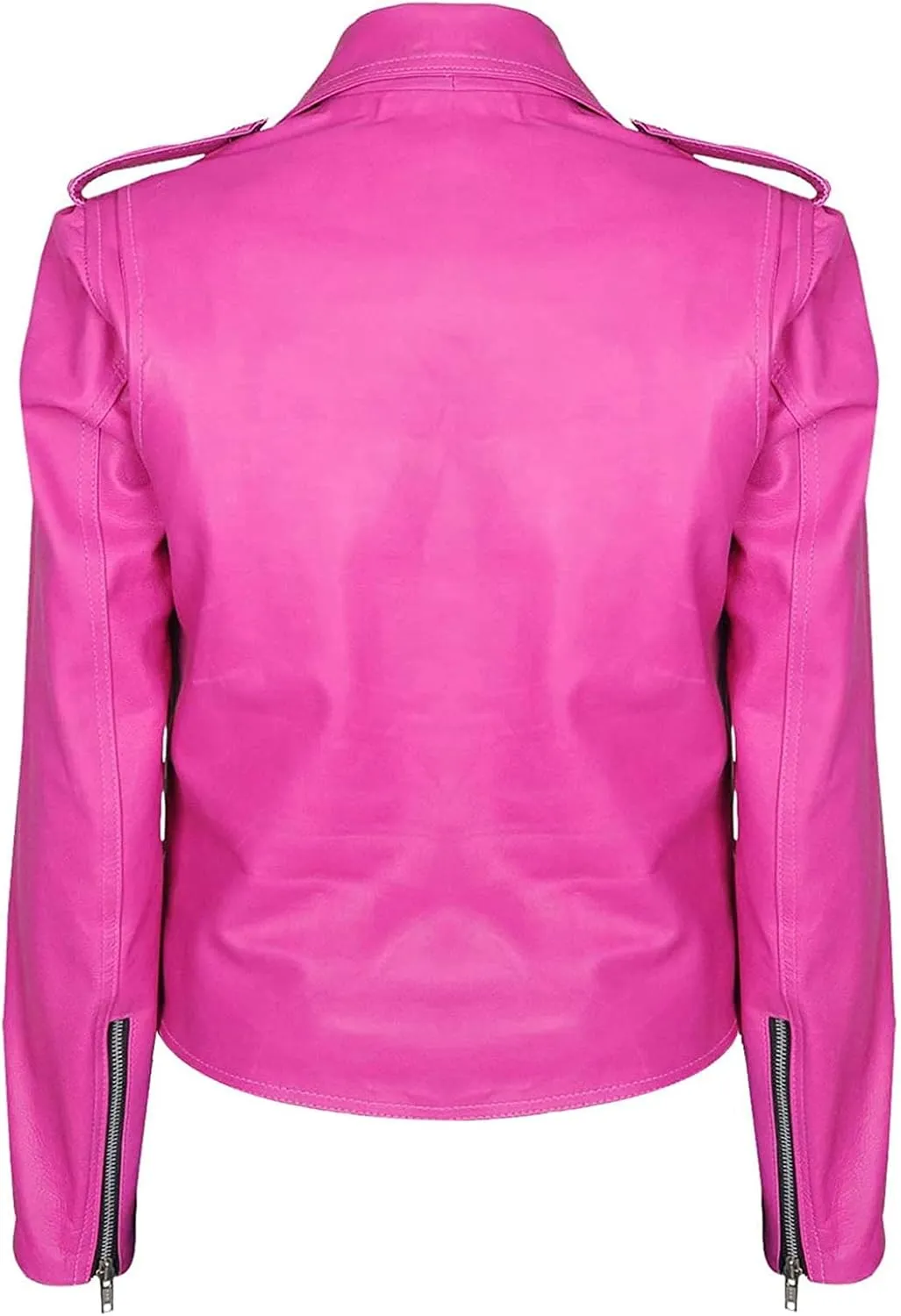 Pink Leather Jacket - Womens Hot Pink Female Motorcycle Sexy Leather Brando Biker Jacket