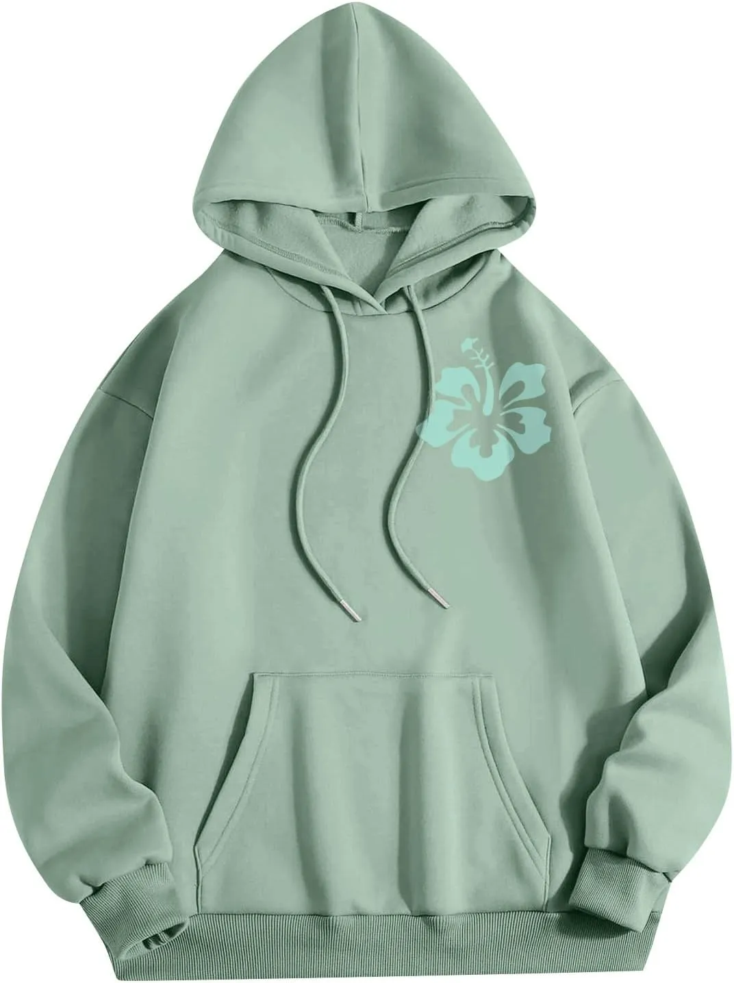 Pink Palm Puff Hoodie Sweatshirt for Women Oversized Graphic Hoodies Hooded Neck Pullover Sweater Fall Outfits 2024
