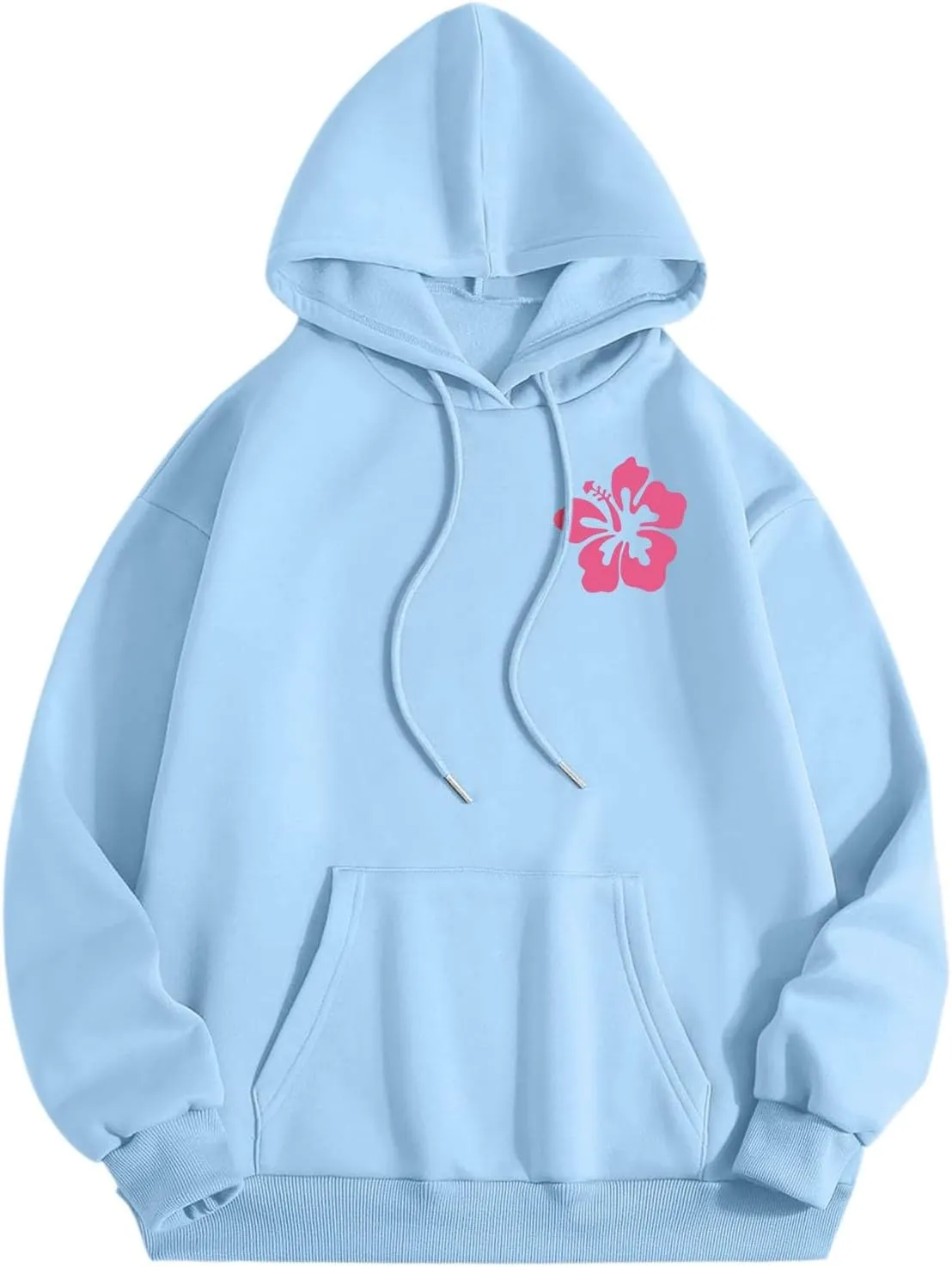 Pink Preppy Hoodie for Women Teen Girls Meet Me at The Ocean Graphic Y2K Comfort Hoodie Oversized Hooded Sweatshirts