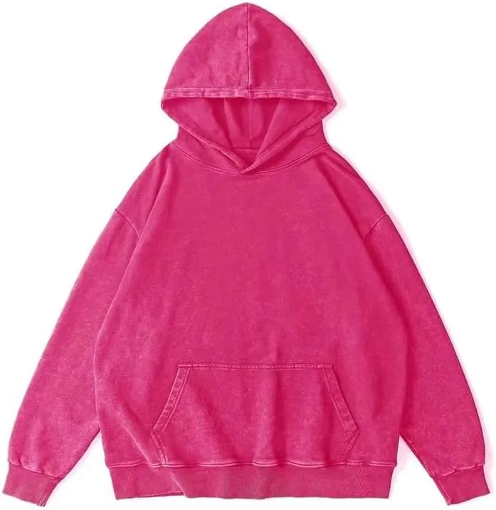 Pooyikoi Men's Acid Wash Hoodie Oversized Vintage Solid Basic Hoodie Pullover Sweatshirt Streetwear Women Couples