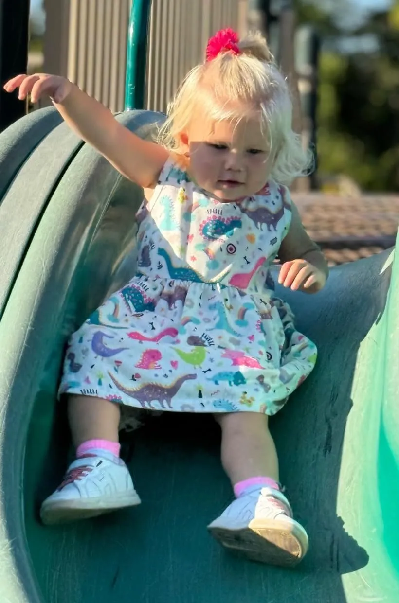 Popshion Toddler Summer Dresses for Girls Leopard Print Dress Back Bowknot Dress Dinosaur Clothes Kids Sleeveless Sundress